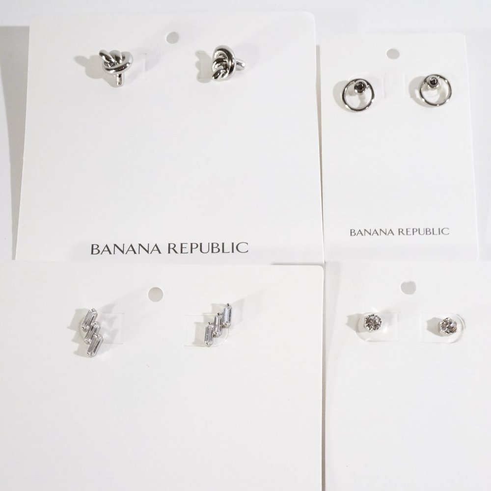 Banana Republic Jewels Lot 4 pair of BR Earrings NWT 120 Silver